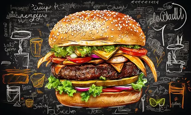 استیکر همبرگر روی شیشه