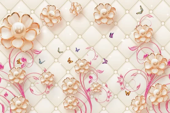 پوستر دیواری سه بعدی طرح گل