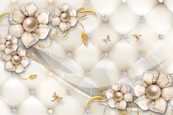 طرح پوستر دیواری گل های سلطنتی طلایی