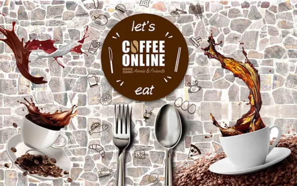 طرح لایه باز پوستر دیواری کافی شاپ