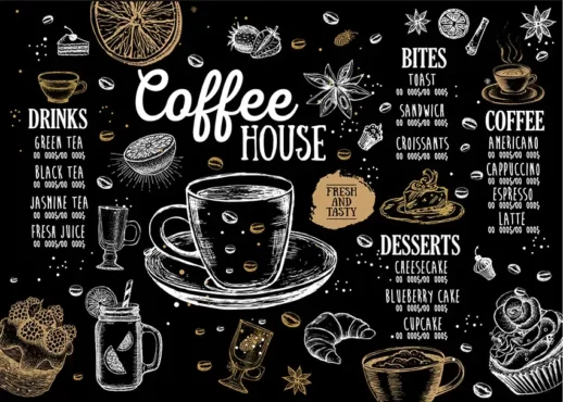 نمونه طرح پوستر دیواری کافی شاپ لایه باز