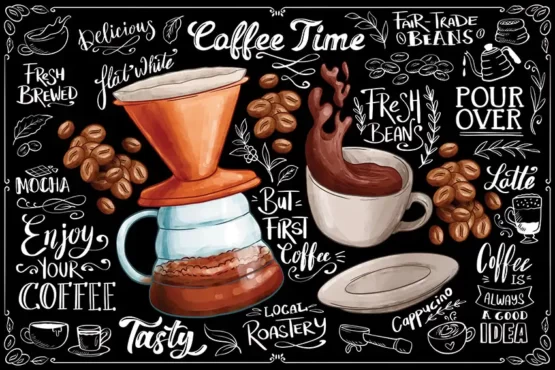 طرح استیکر دیواری کافی شاپ