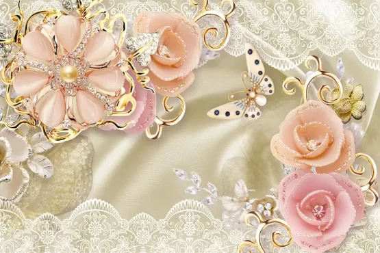 طرح پوستر دیواری گل و پروانه