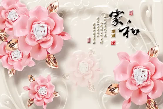 طرح پوستر دیواری گلهای رز صورتی