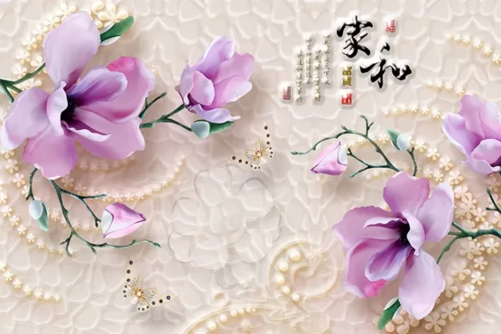 طرح پوستر دیواری شکوفه های سوسنی