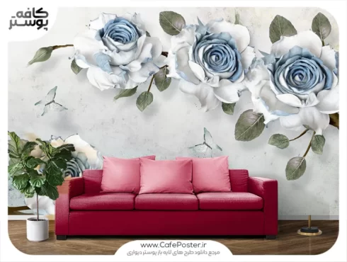 طرح پوستر دیواری گل رز خاکستری