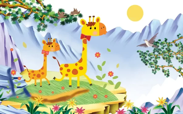 پوستر دیواری اتاق کودک طرح زرافه
