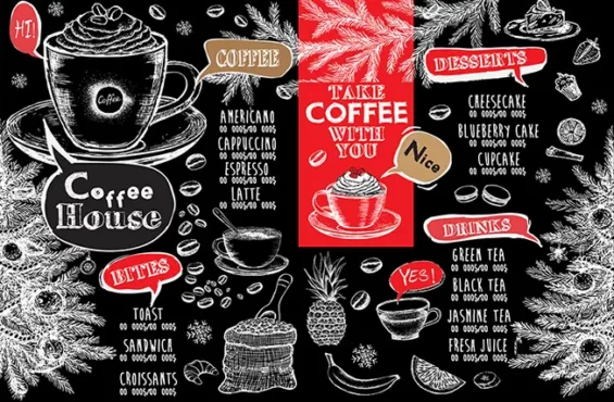 طرح استیکر شیشه کافی شاپ