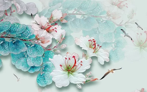 کاغذ دیواری شکوفه گیلاس