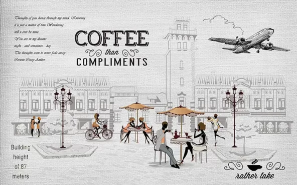 طرح پوستر کاغذ دیواری کافی شاپ