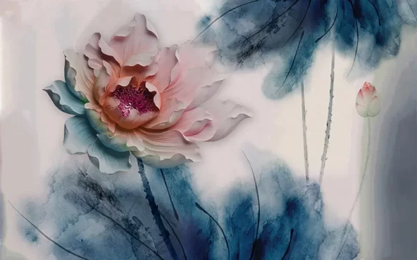 طرح کاغذ دیواری گل سه بعدی