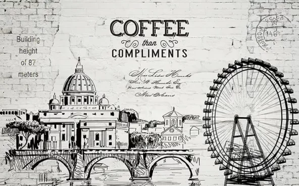 طرح کاغذ دیواری کافی شاپ کلاسیک