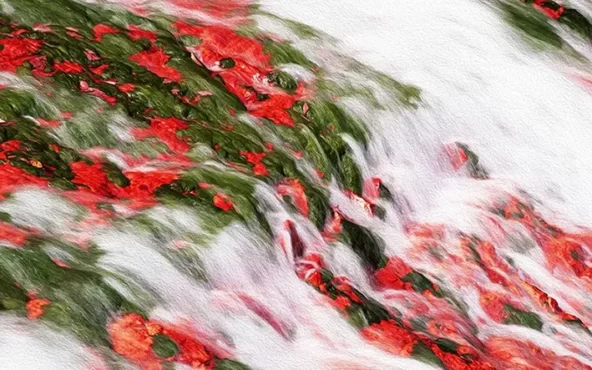 طرح پوستر دیواری آبشار و گل