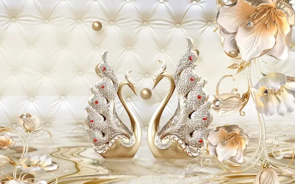 پوستر دیواری طرح قو طلایی