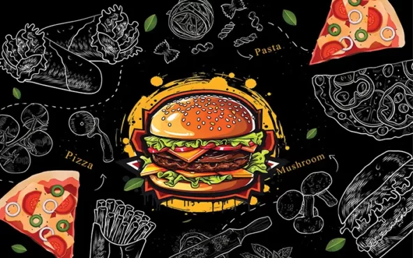 برچسب دیواری فست فود