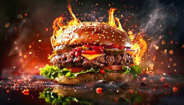 طرح همبرگر برای دیوار فست فودی