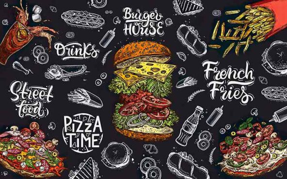 طرح پوستر دیواری فست فود برای دیوار