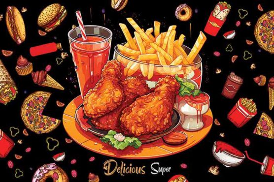 طرح استیکر مرغ سوخاری